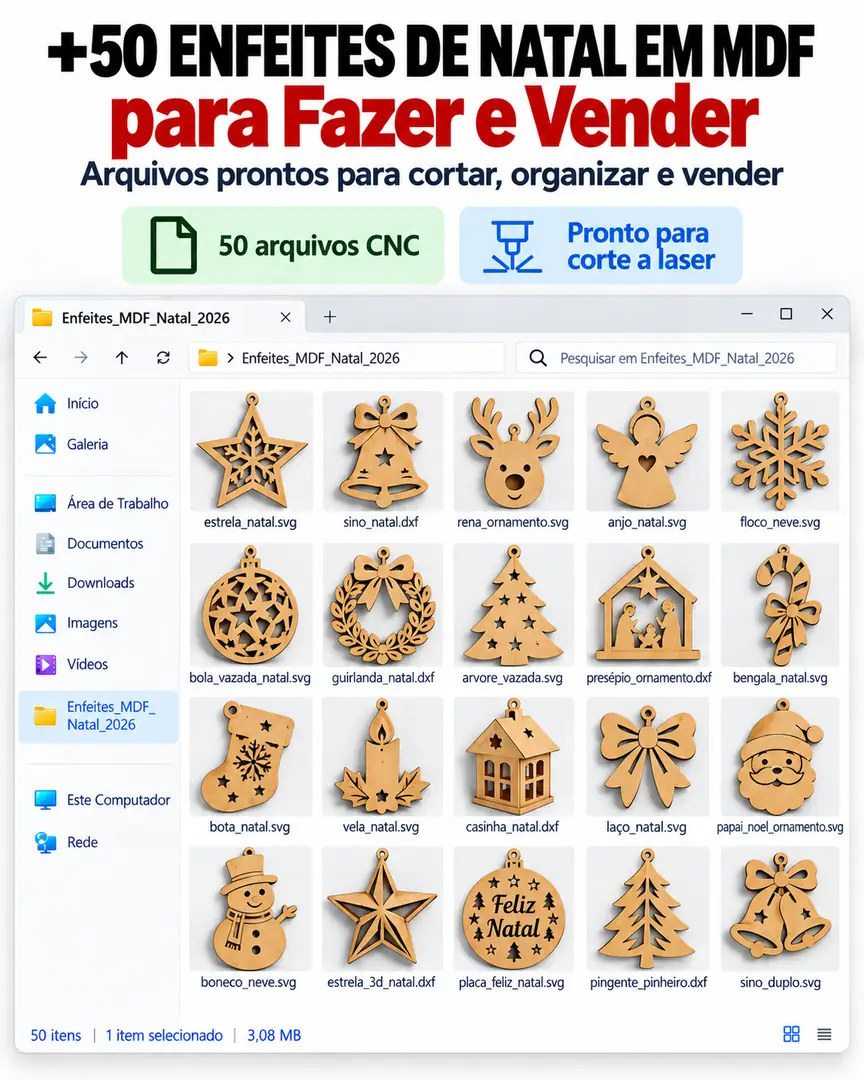 +50 Projetos de Enfeites Natalinos em MDF para Corte a Laser — imagem 1
